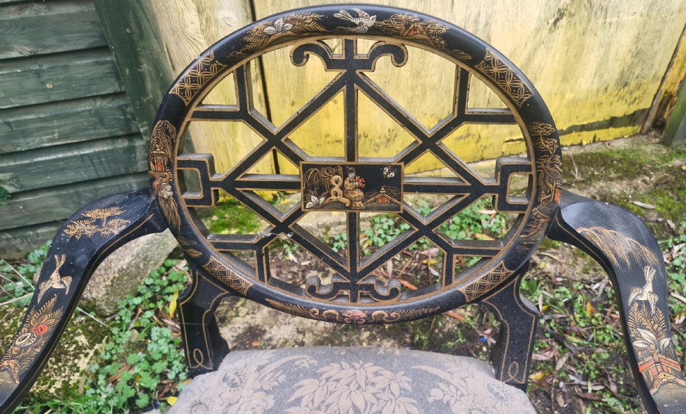 Chinoiserie lacquered desk armchair  View V