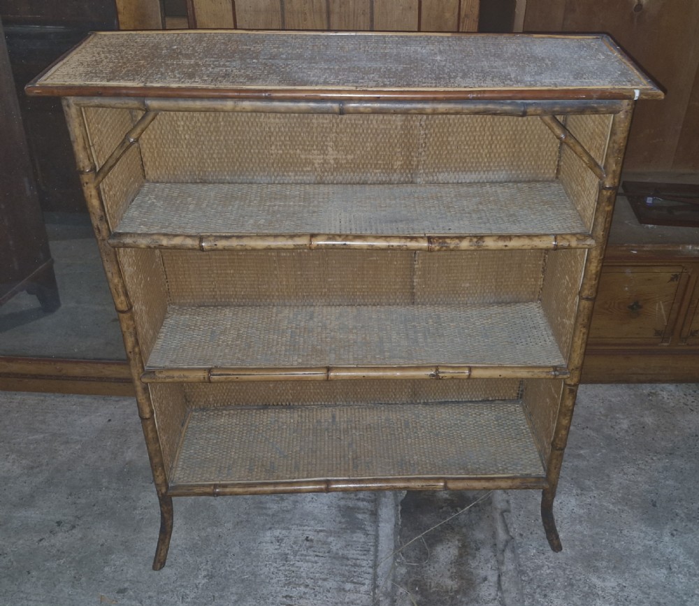 Late Victorian bamboo open front bookcase. 