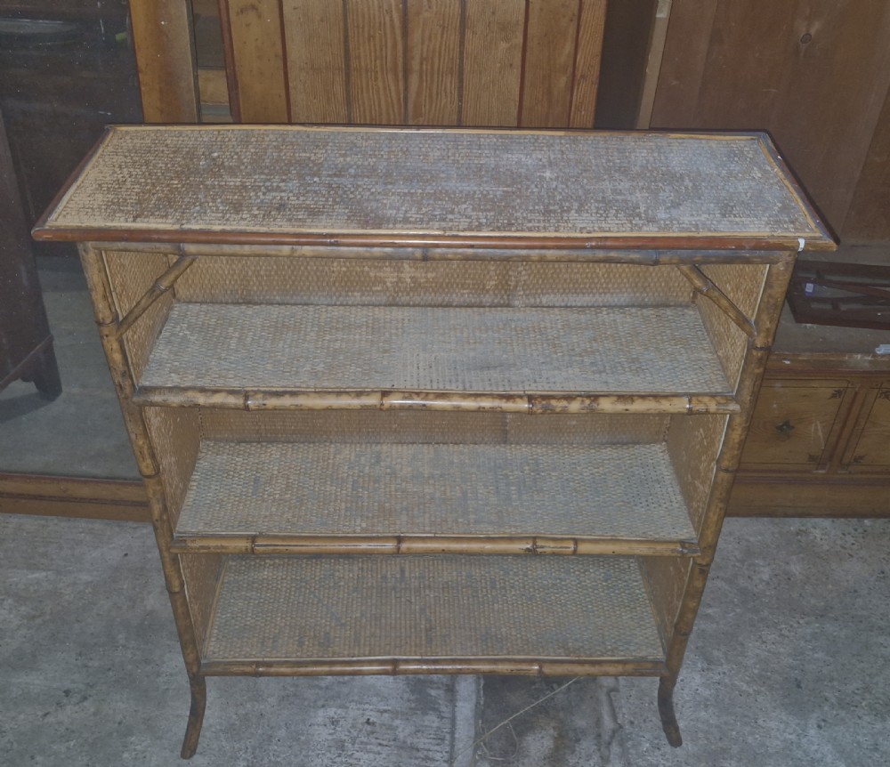 Late Victorian bamboo open front bookcase.  View IV