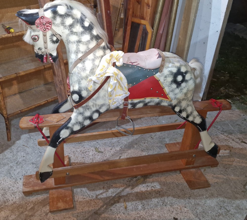 Carved wooden rocking horse.  View III
