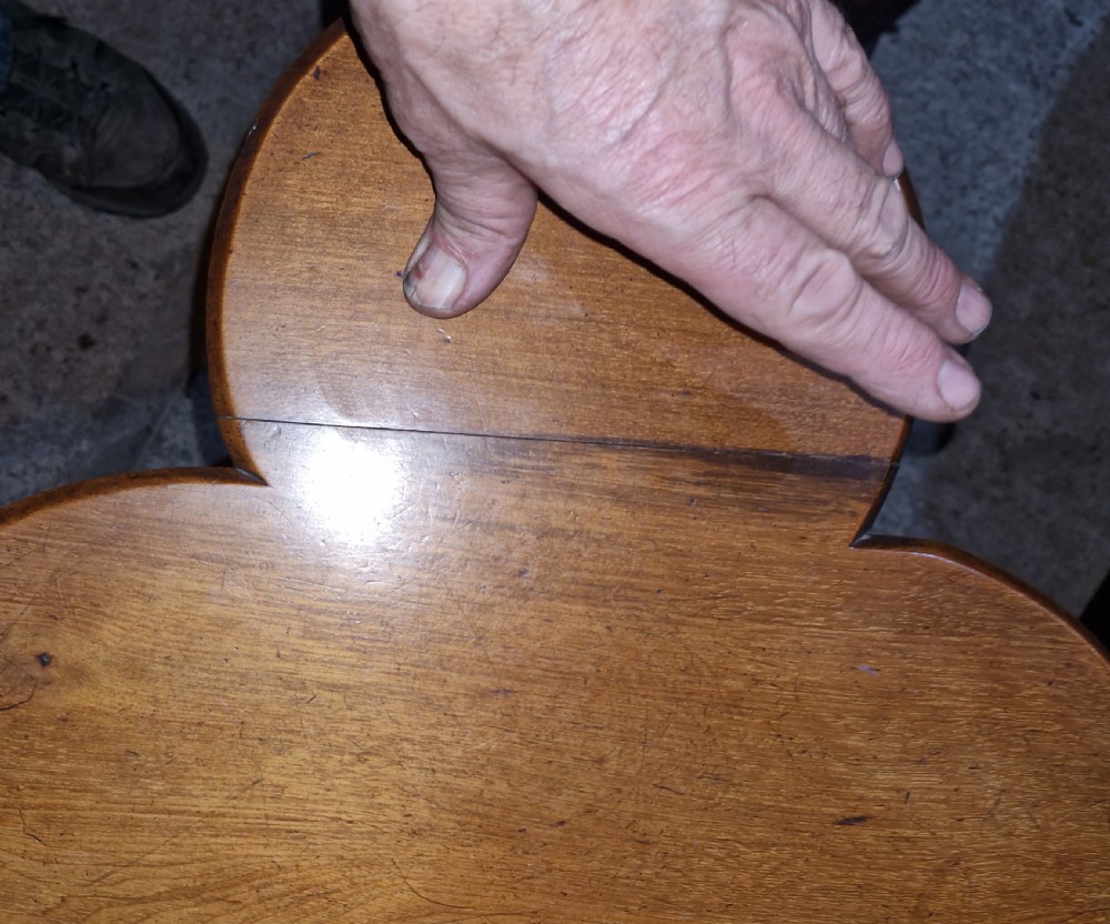 Late Victorian 2 tier clover leaf occasional table. View VI