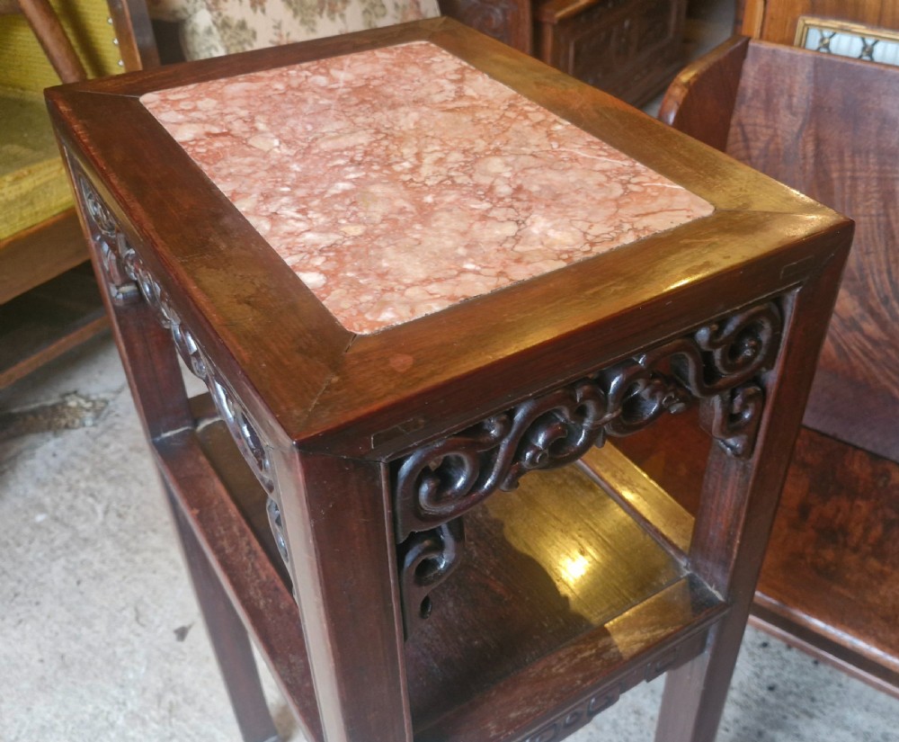 Late 19th century carved Chinese hardwood stand. View III