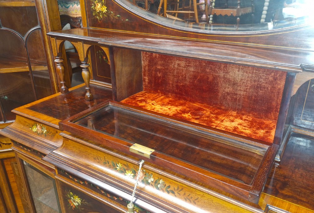 Pretty painted and inlaid Edwardian side cabinet.  View III