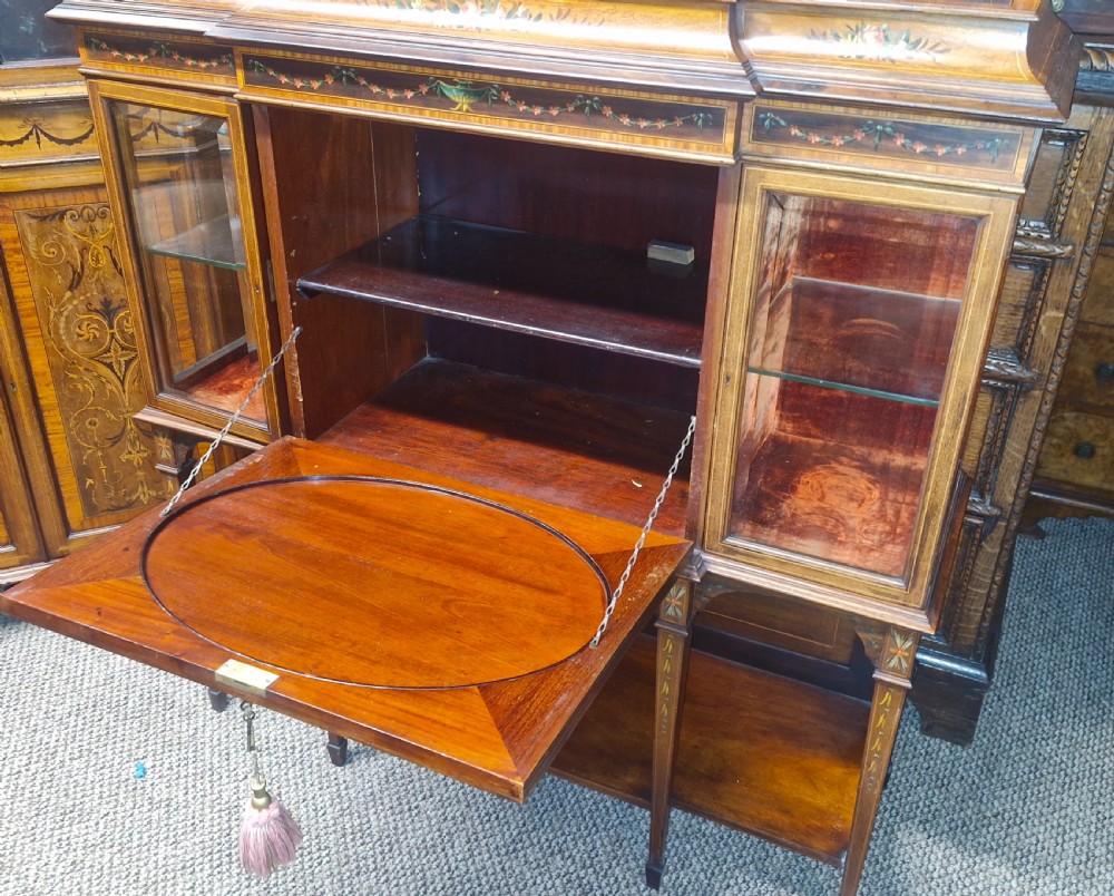Pretty painted and inlaid Edwardian side cabinet.  View IV