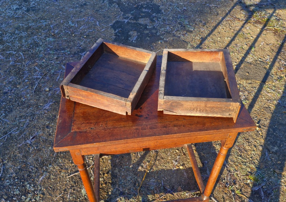 Early 18th century walnut 2 drawer side table. View IX