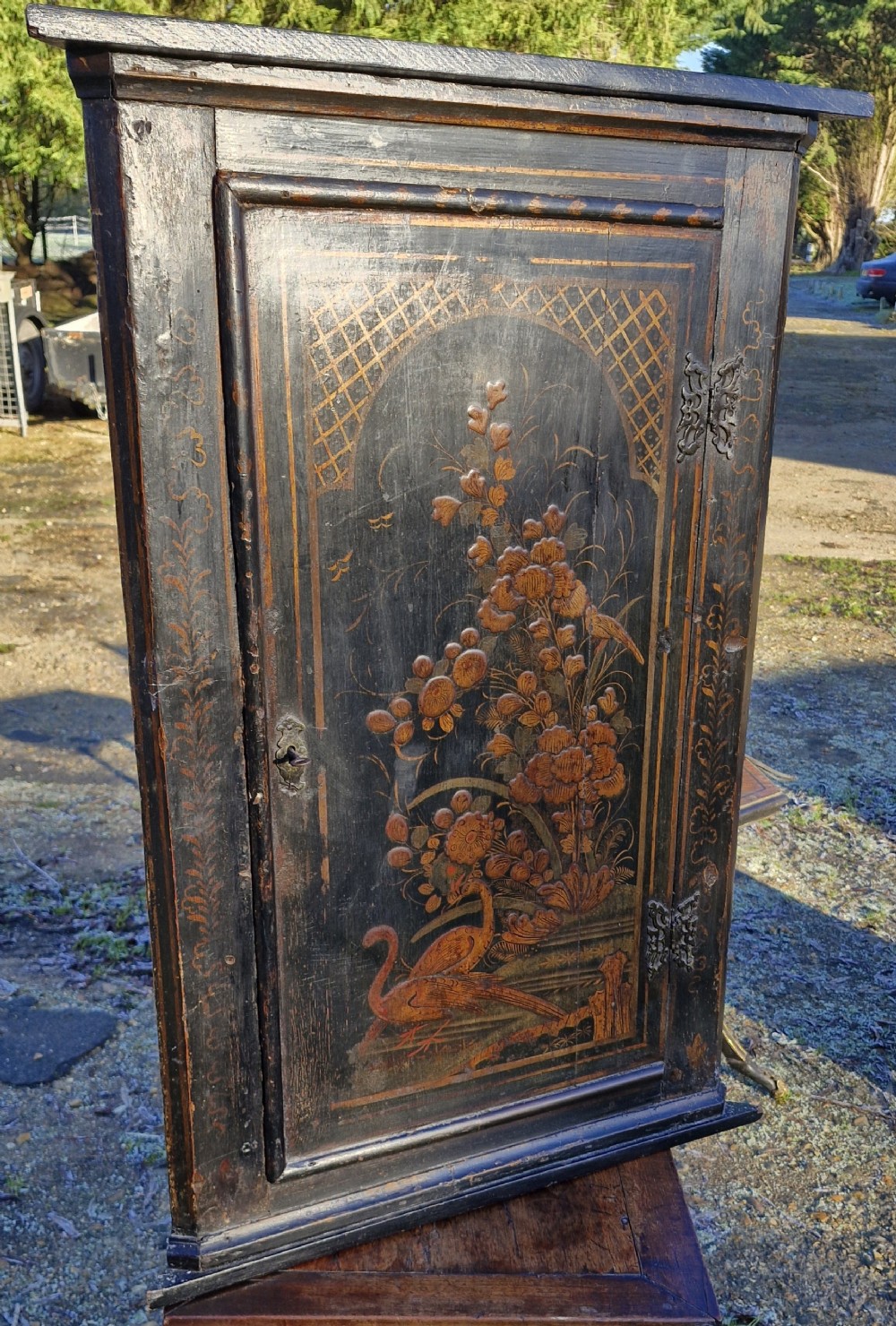 18th century lacquered corner cupboard. 