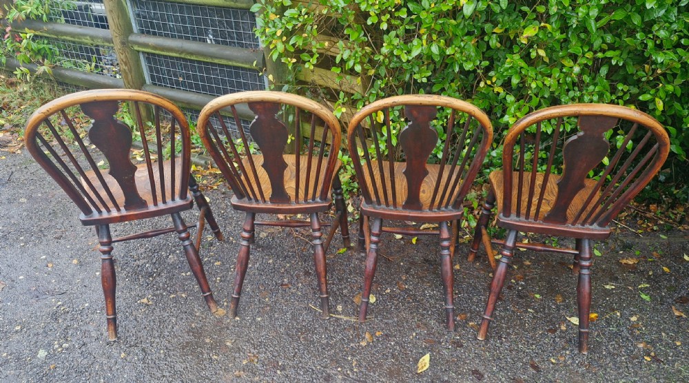 Good set of 4 original Thames Valley Windsor chairs. View III