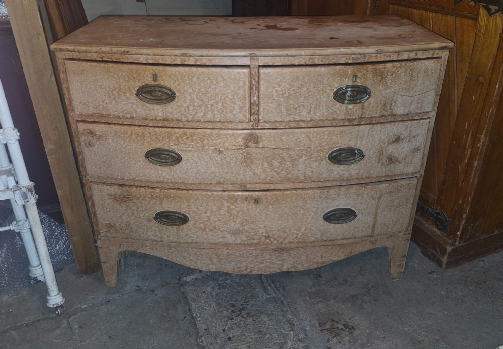 Regency solid pine  bow front chest of drawers. 