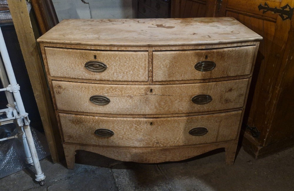Regency solid pine  bow front chest of drawers.  View III