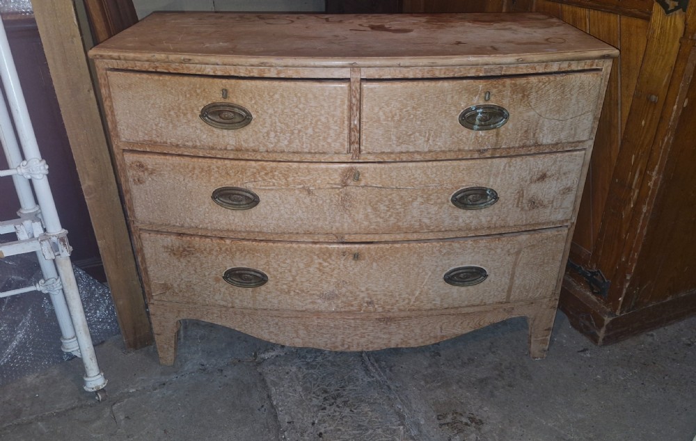 Regency solid pine  bow front chest of drawers.  View VI
