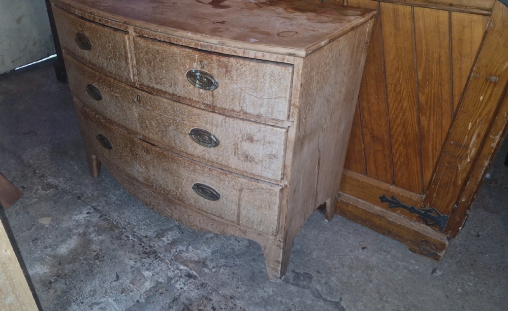 Regency solid pine  bow front chest of drawers.  View VIII