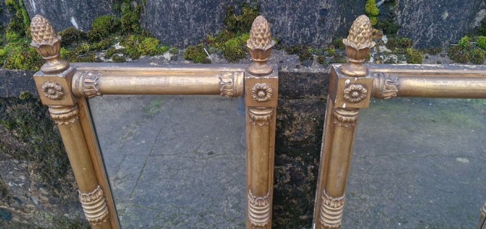 Pair of Regency gilded pier mirrors with pineapple finials. View X