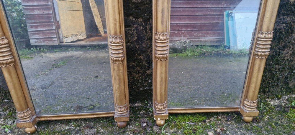 Pair of Regency gilded pier mirrors with pineapple finials. View XII