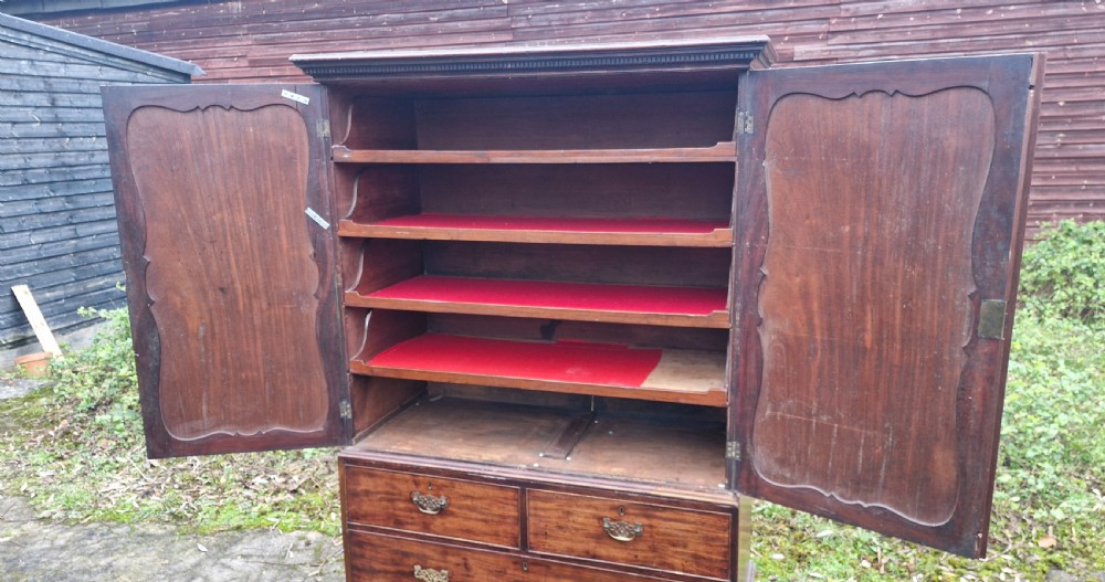 Mid 18th century Georgian mahogany housekeepers cupboard.  View VI