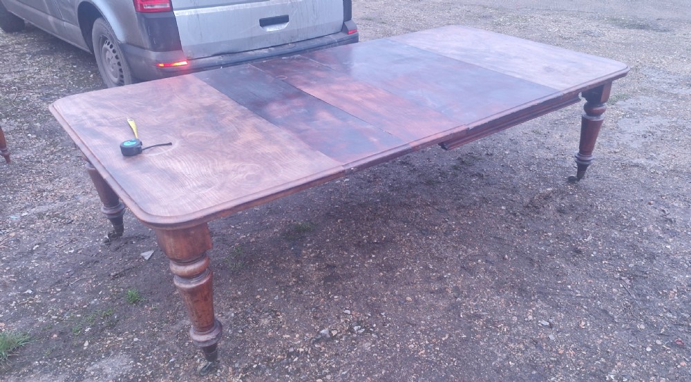 Regency mahogany 3 leaf extending dining table.  View XI