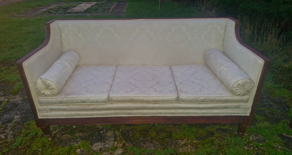 Large mahogany reeded framed country house sofa.  View II