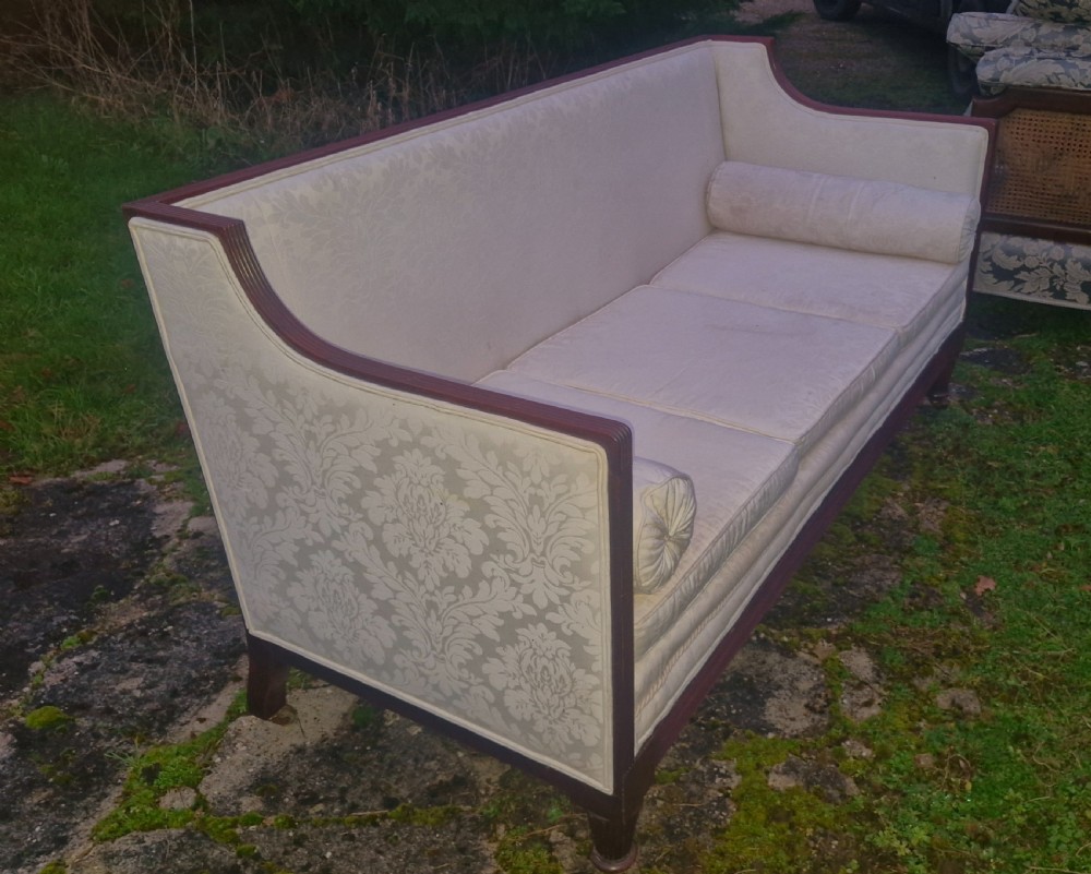 Large mahogany reeded framed country house sofa.  View V