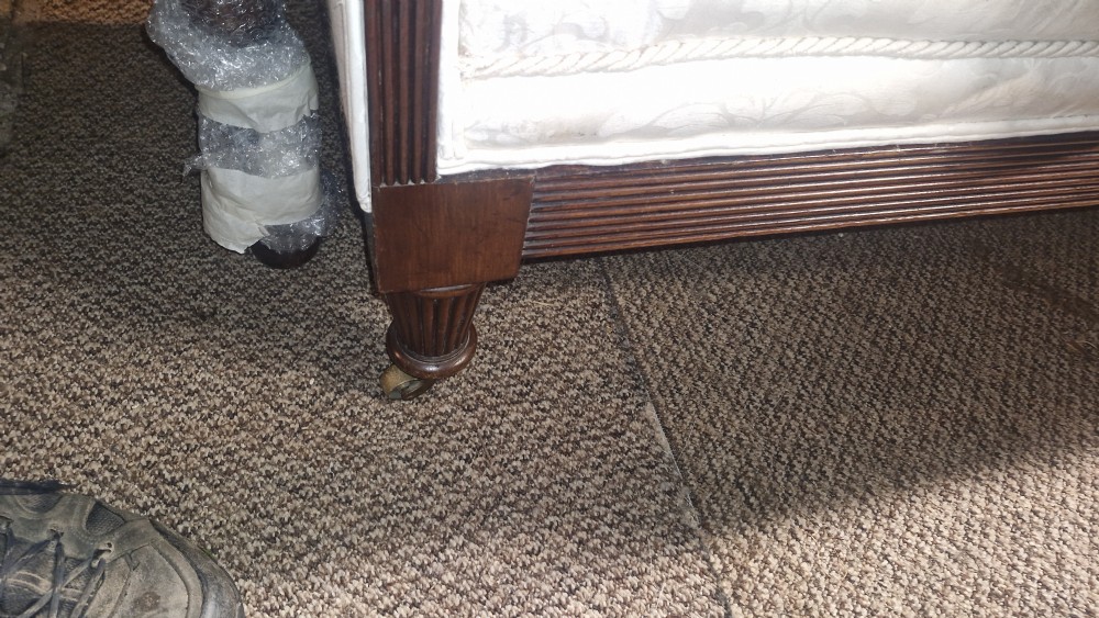 Large mahogany reeded framed country house sofa.  View VII