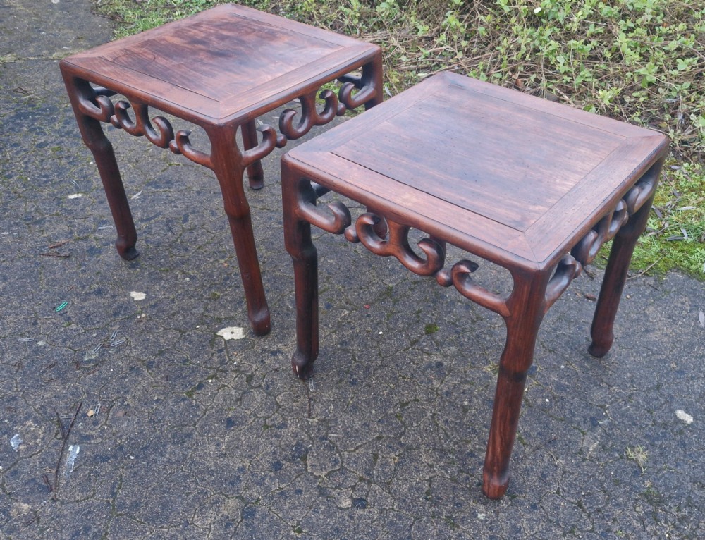 Pair of Chinese hardwood occasional tables 