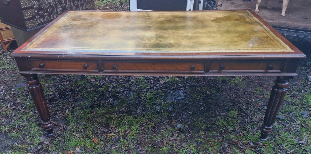 Mahogany 6 drawer partners library writing table. 