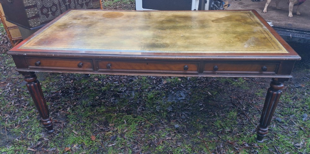 Mahogany 6 drawer partners library writing table.  View II