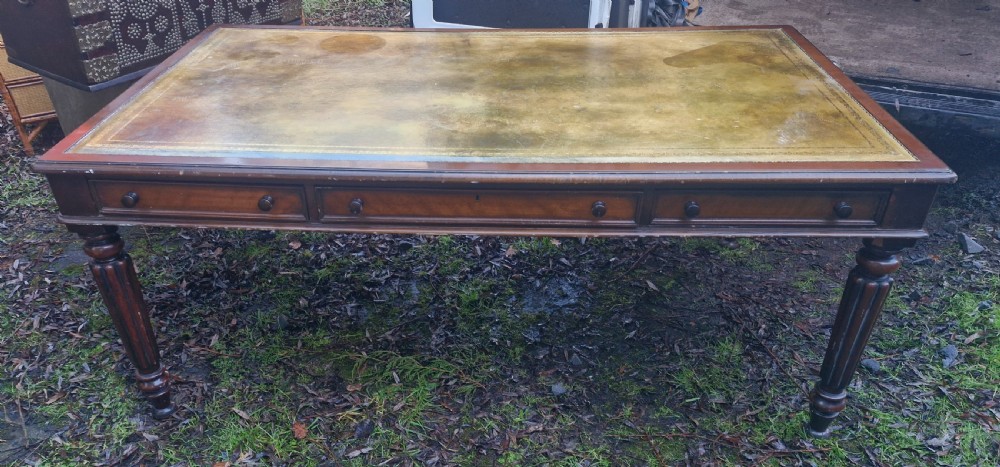 Mahogany 6 drawer partners library writing table.  View III