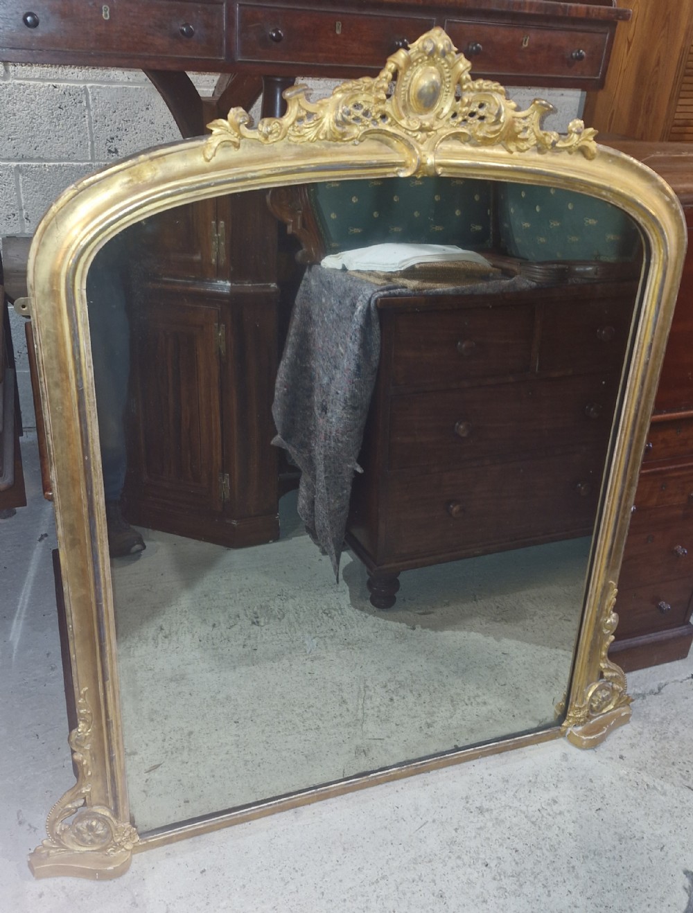 Victorian gilt framed overmantel mirror. 