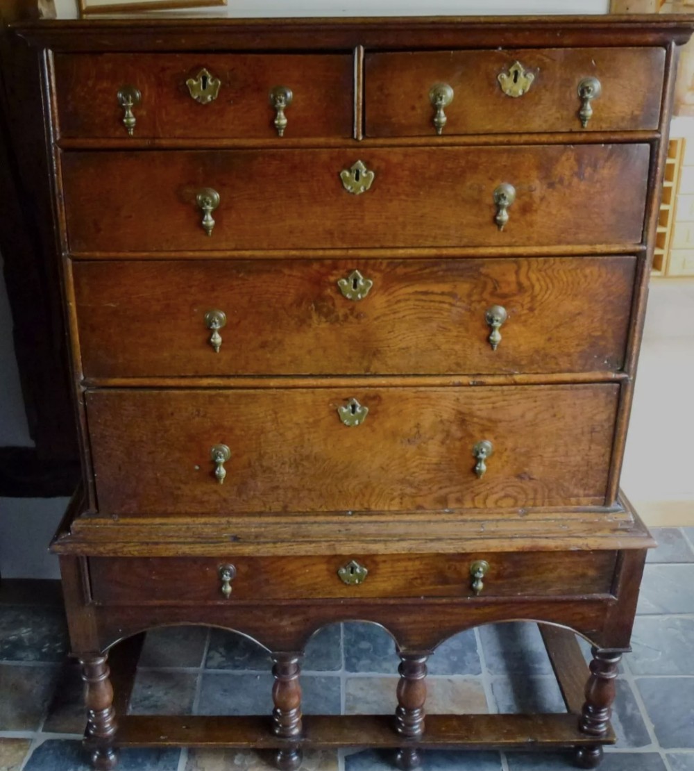 18th century oak chest on stand. 