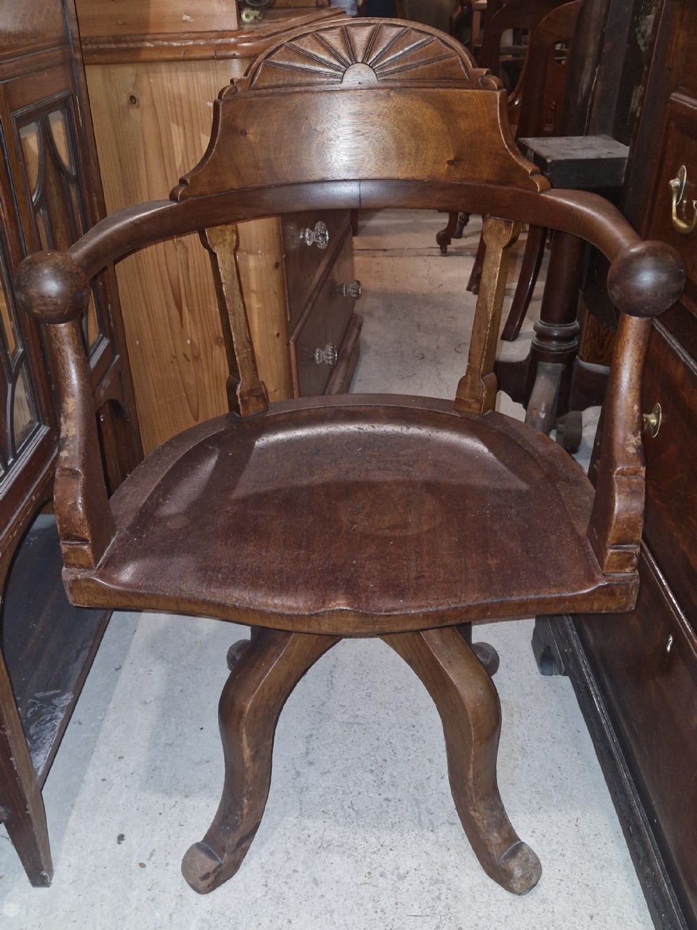 Victorian mahogany revolving desk armchair. 