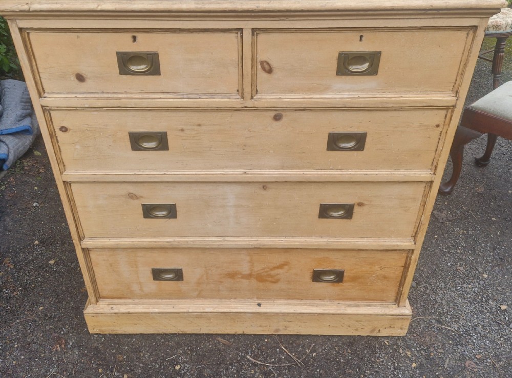 Victorian pine campaign style chest of drawers.  View III