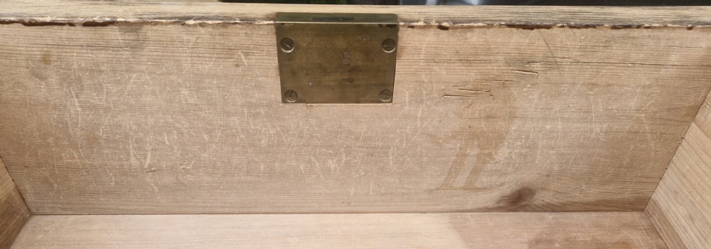 Victorian pine campaign style chest of drawers.  View VII