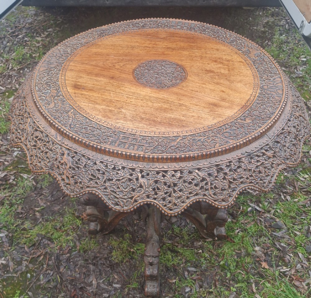 19th century carved Anglo Indian table.