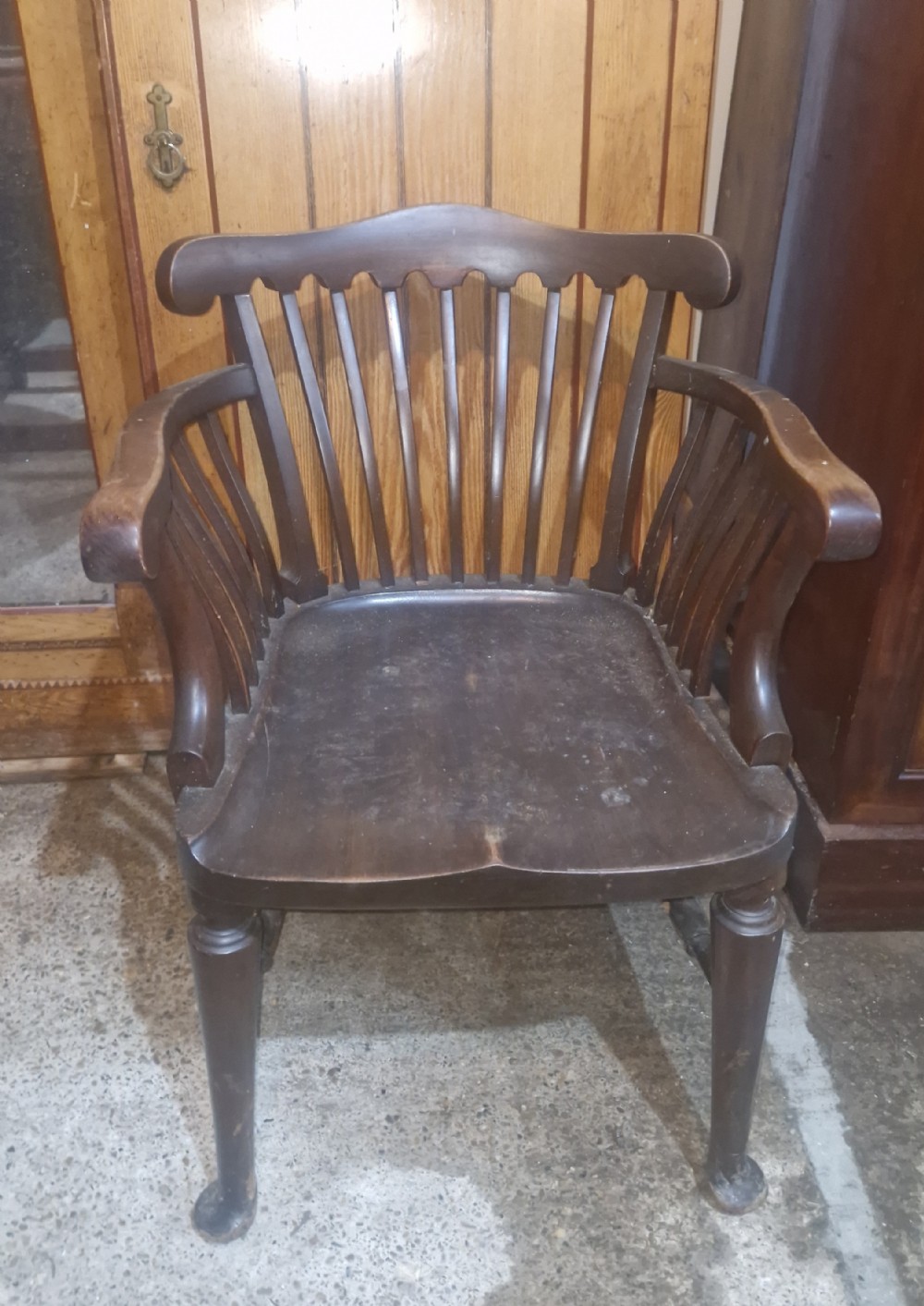 Good solid Edwardian desk armchair. 