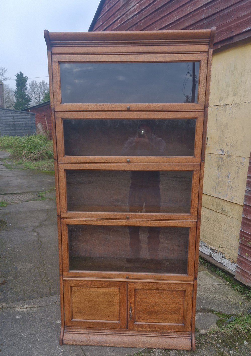 Light oak Globe Wernicke style bookcase cabinet. 