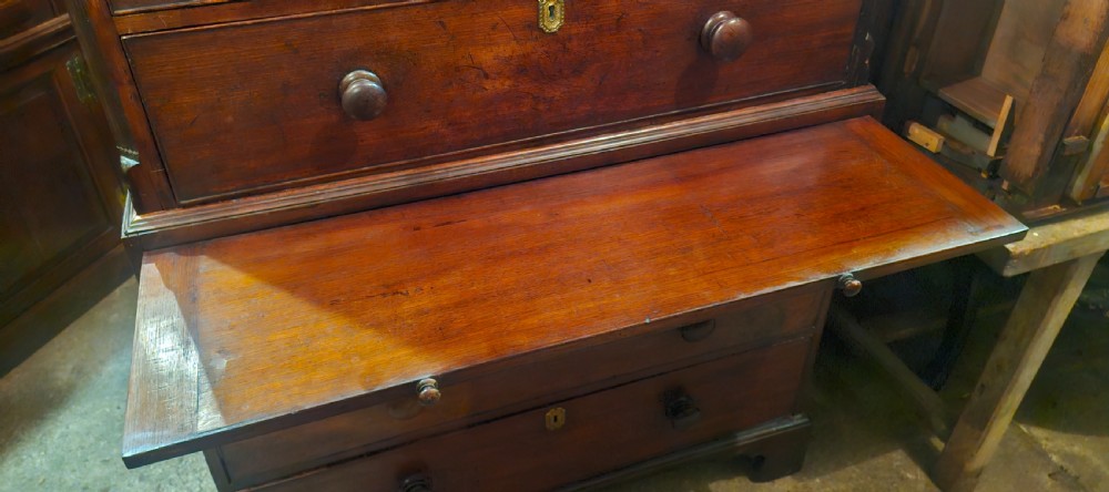 Georgian mahogany tallboy chest on chest with slide. View IV
