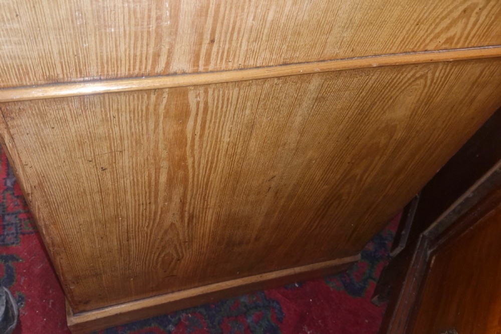 Good Victorian inlaid ash kneehole pedestal writing desk.  View V