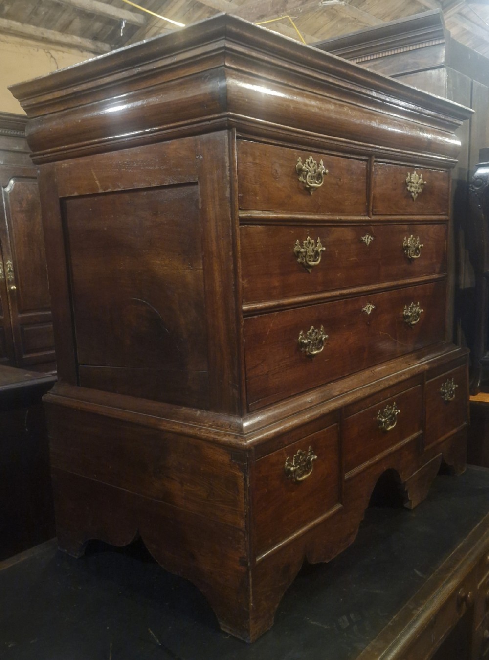 Early 18th century walnut chest on stand