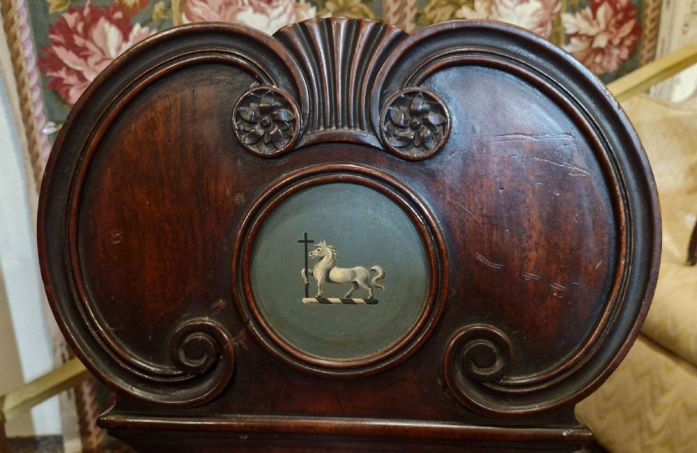 Pair of early 19th mahogany hall chairs in the style of Gillows.  View VII