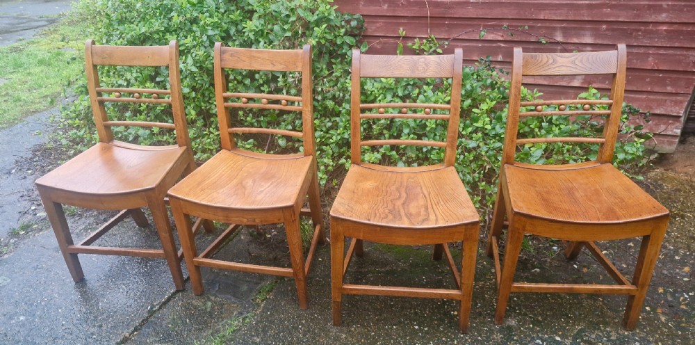 Set of  East Anglia wood seat kitchen chairs. View V