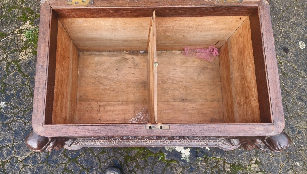 Mid 19th century carved oak wine cooler.  View II