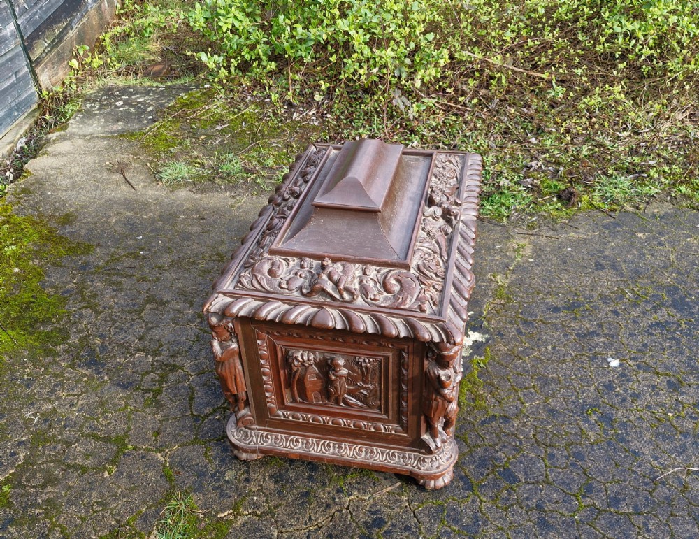 Mid 19th century carved oak wine cooler.  View XIII