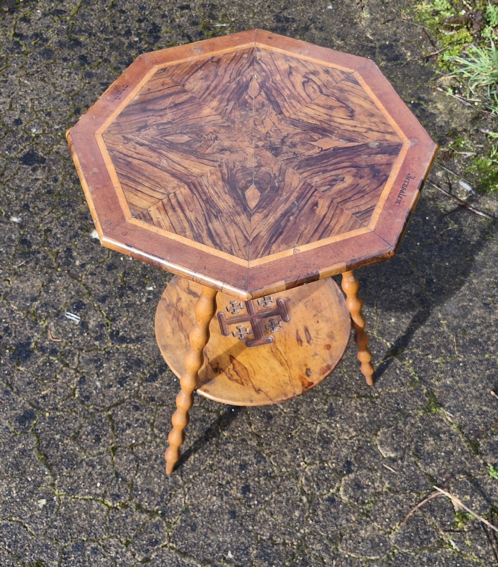 Early 20th century Jerusalem olive wood occasional table.