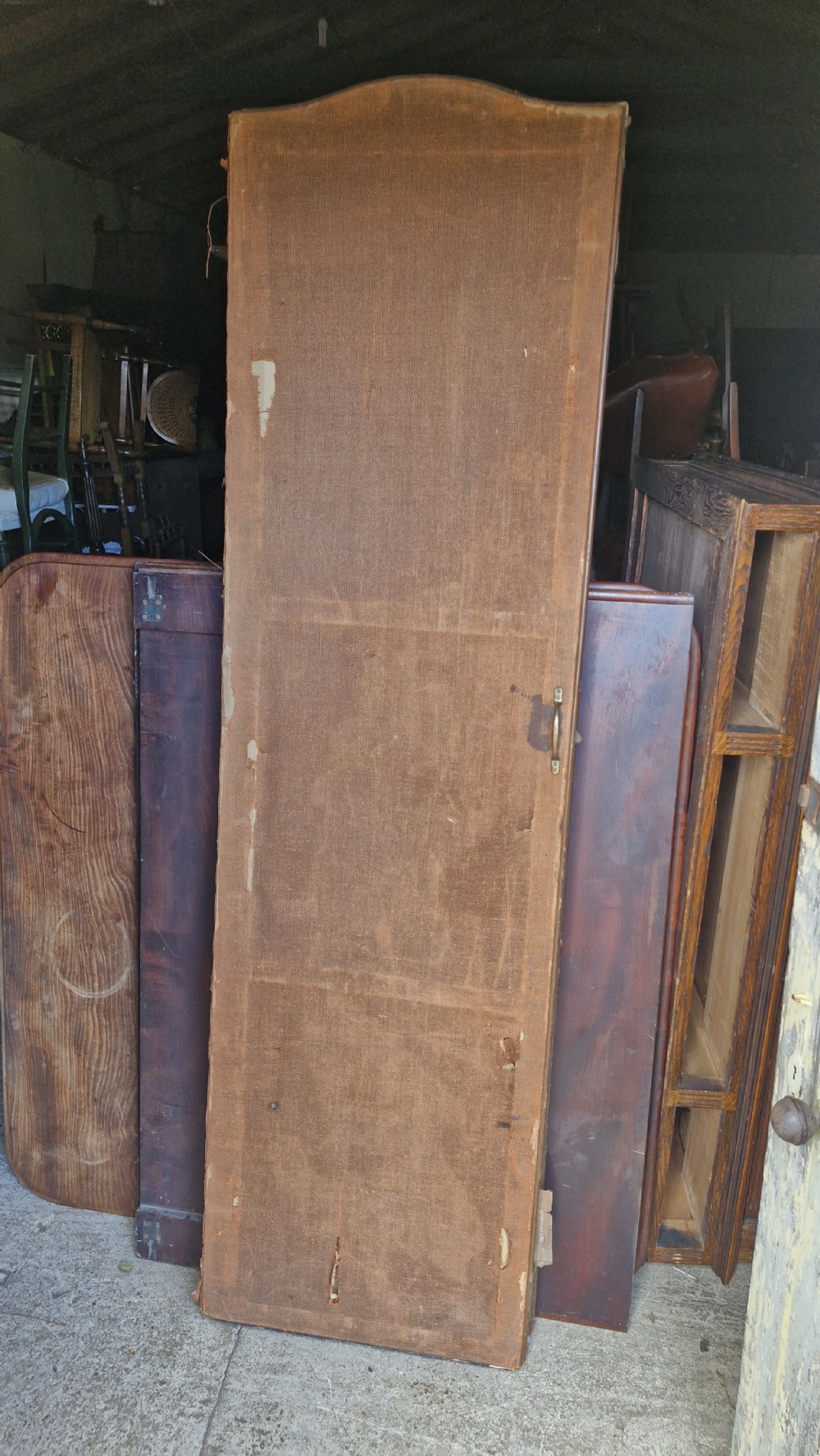 Large embossed country house 4 fold dressing screen.  View XIX