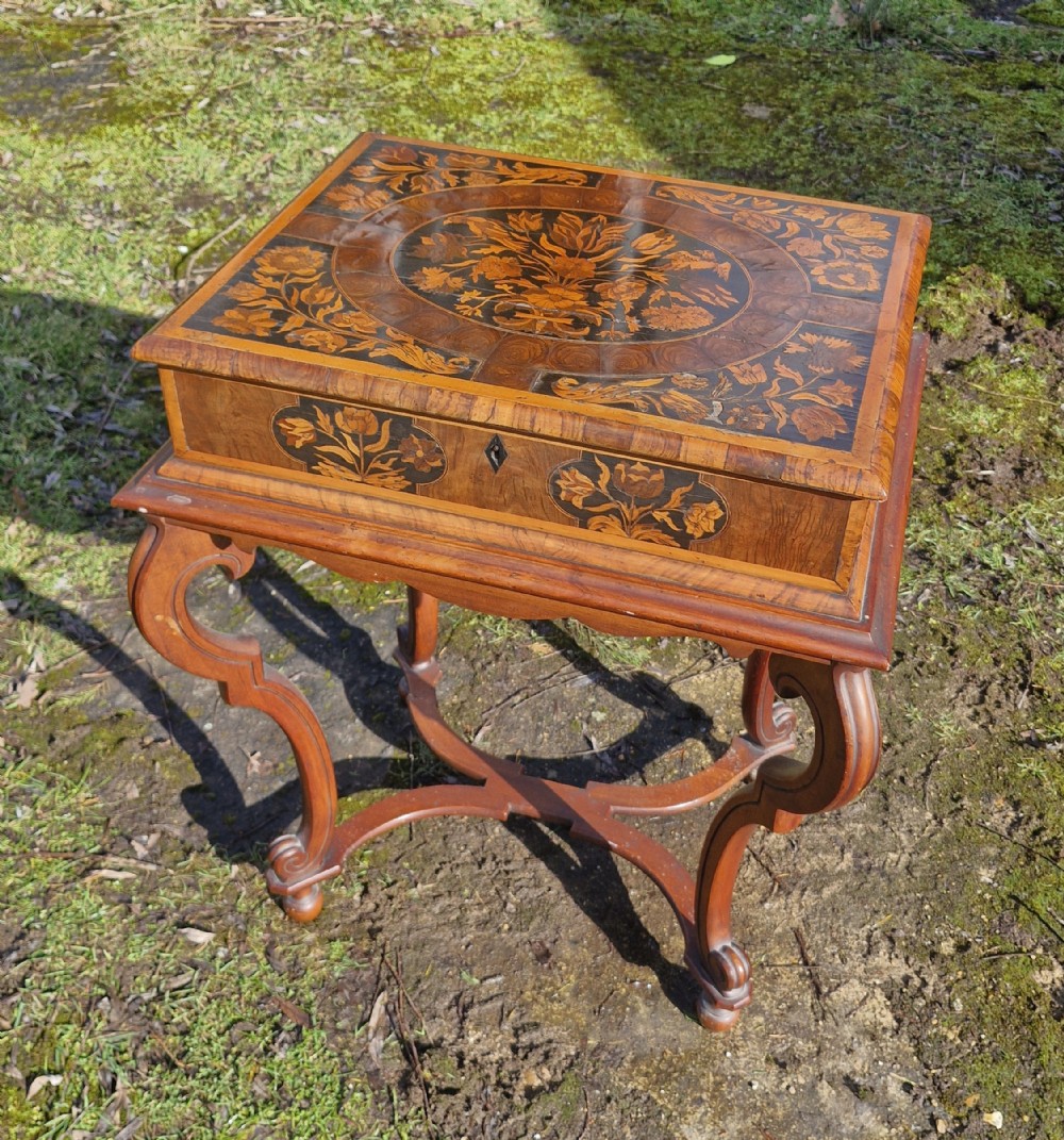 Antique inlaid lace box on later stand.