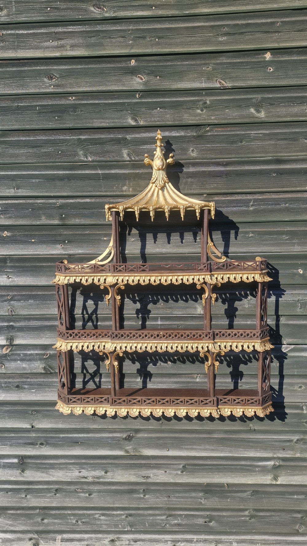Carved and gilded Chinese Chippendale style wall shelf View III