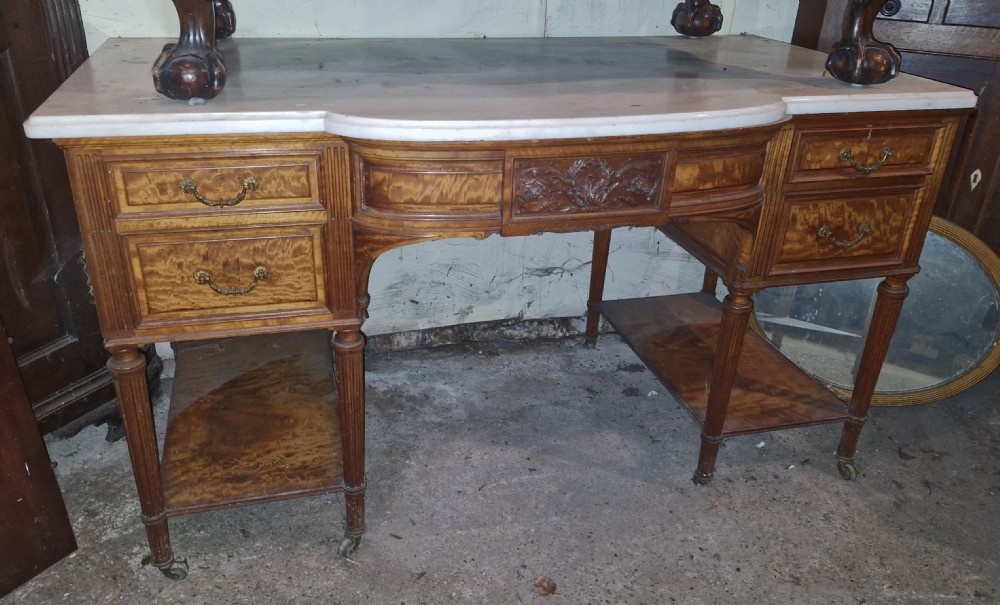 Late 19th century satinwood marble top washstand. 