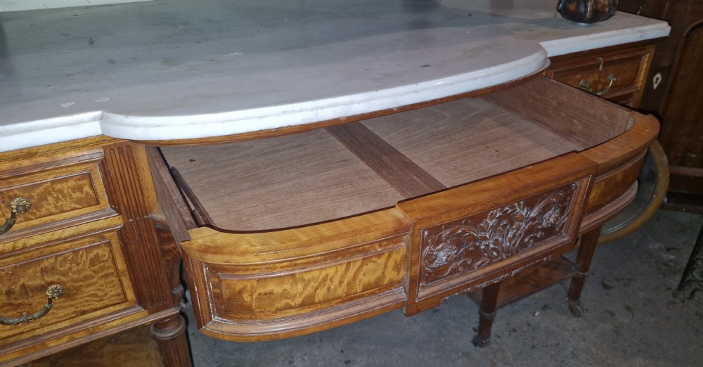 Late 19th century satinwood marble top washstand.  View V