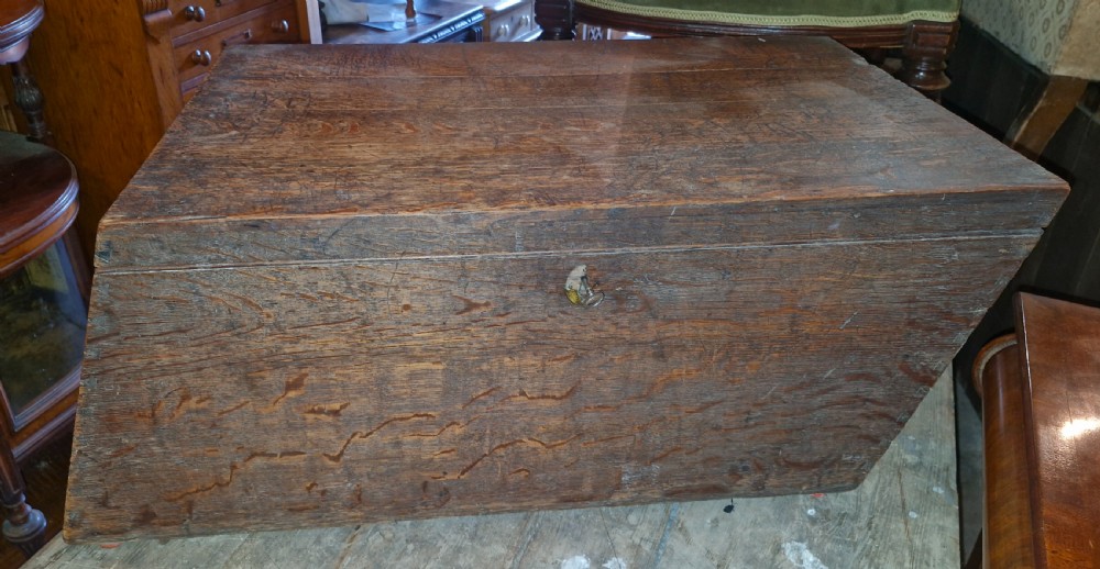 Rare Regency oak coaching trunk - great coffee table.  View IV