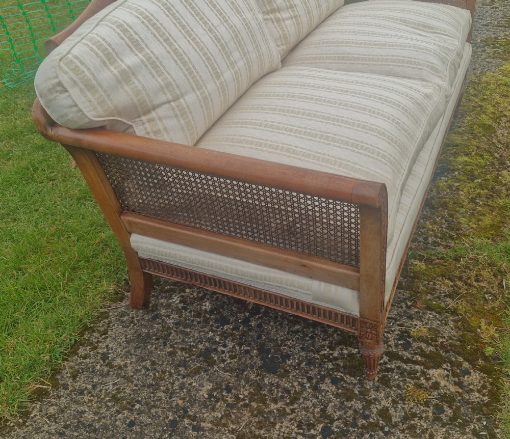 Edwardian mahogany bergere sofa. View VI