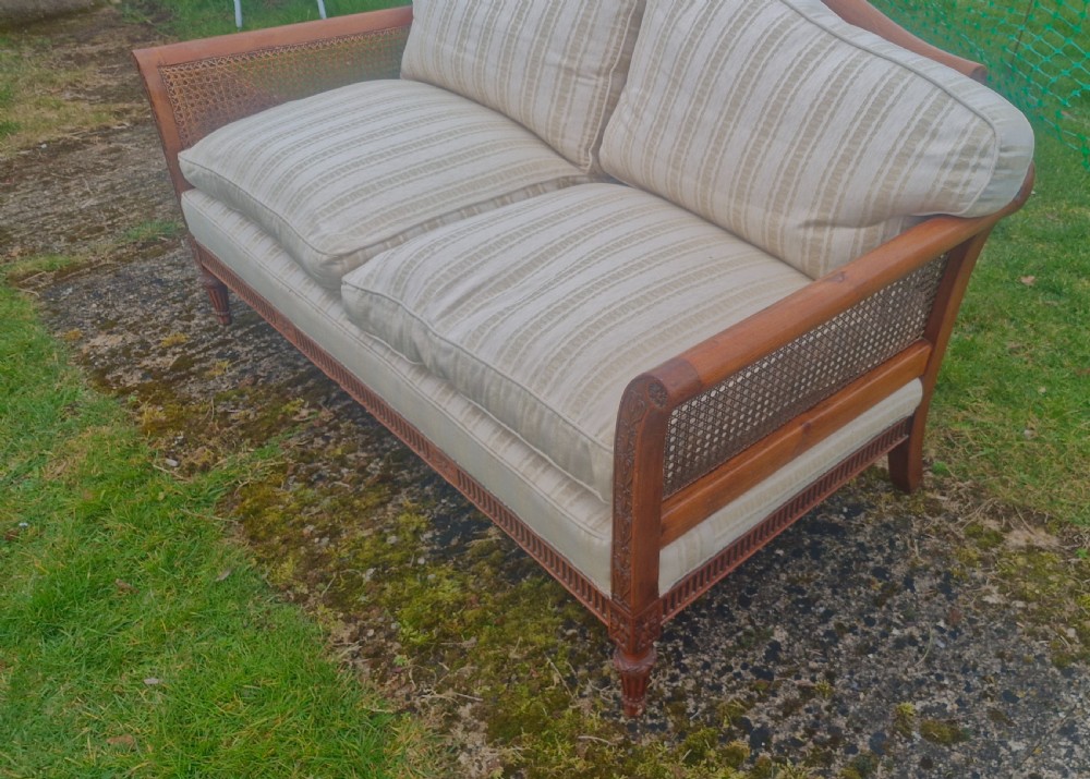 Edwardian mahogany bergere sofa. View VII